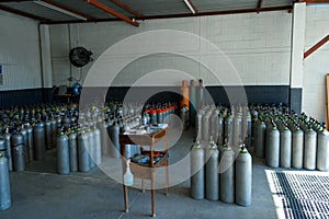 Warehouse oxygen tanks for diving. Overall plan.