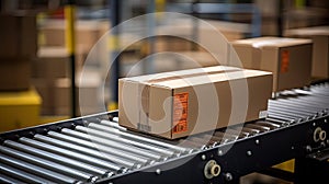 warehouse package on conveyor