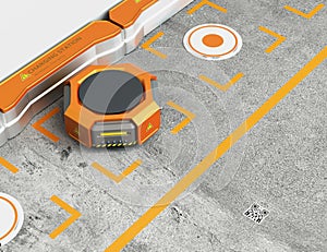 Warehouse robot charging at charging station