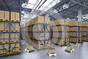 Warehouse robot in factory