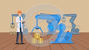 Warehouse robotics flat vector illustration