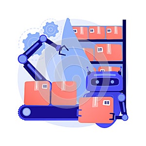 Warehouse robotization abstract concept vector illustration.