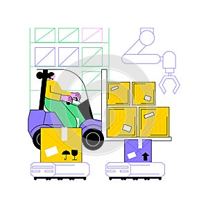 Warehouse robotization abstract concept vector illustration.