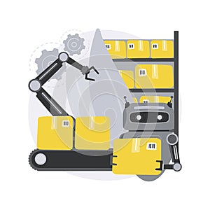 Warehouse robotization abstract concept vector illustration.