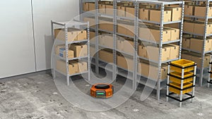 Warehouse robots carry goods and go to charging station automatically