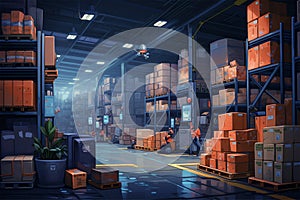 warehouse room delivery packages arragement in the expeditions