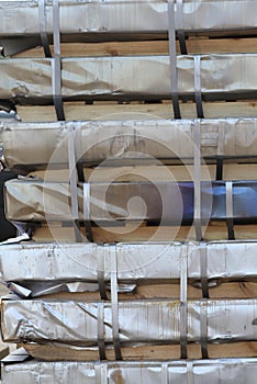 Warehouse for shipping, handling and storage of sheet metal