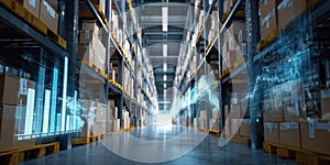 The warehouse showcasing modern logistics and innovative technology solutions. AI generated image