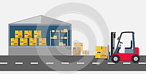 Warehouse and Stackers Flat Design