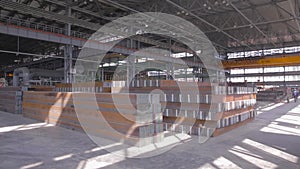 Warehouse of steel blocks