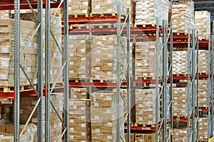 Warehouse with stocks of product and goods