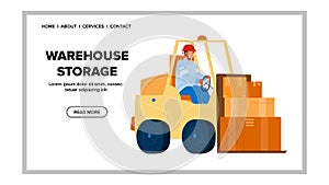 Warehouse Storage Forklift Carrying Boxes Vector