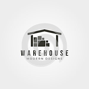 Warehouse storage logo vector vintage illustration design, minimal logo photo