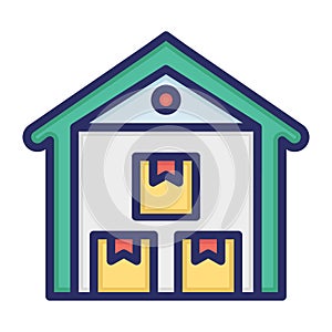 Warehouse, Storage, Stock, factory fully editable vector icon photo
