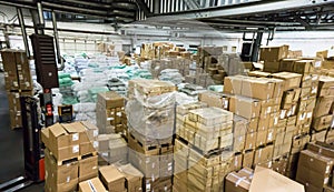 Warehouse. store. storehouse. hall cartons stock business