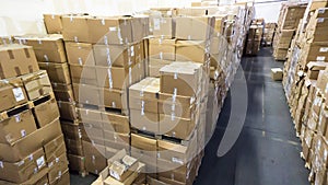 Warehouse. store. storehouse. hall cartons stock business