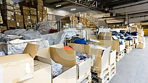 Warehouse. store. storehouse. hall cartons stock business