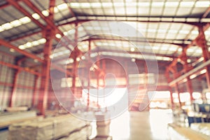 Warehouse supply storage factory inventory area blur abstract for background