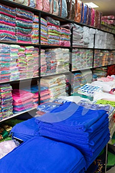 Warehouse of towel softness fluffy fiber fabric of textile