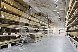 Warehouse with variety of timber for construction