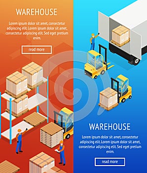 Warehouse Vertical Isometric Banners