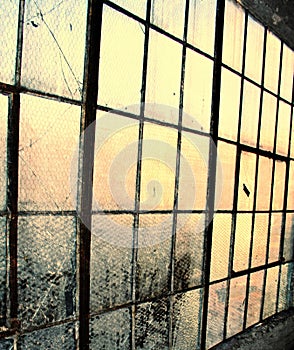 Warehouse window background.