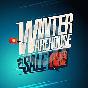 Warehouse winer sale, end of season clearance, order online - vector sale web banner