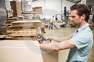 Warehouse worker preparing a shipment