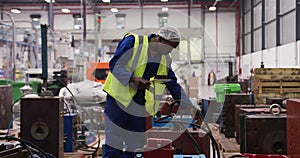 Warehouse worker using a digital tablet