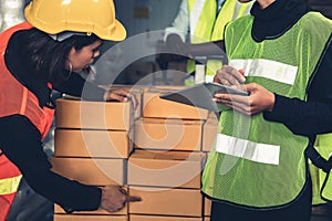 Warehouse worker working together in the storehouse