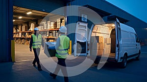 Warehouse Workers Loading Delivery Van