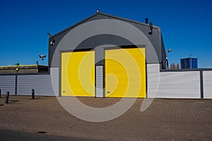 Warehouse with yellow doors