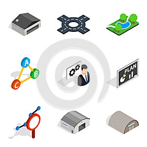 Warehouseman icons set, isometric style