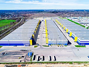 Warehouses warehouse complex aerial view of hangars