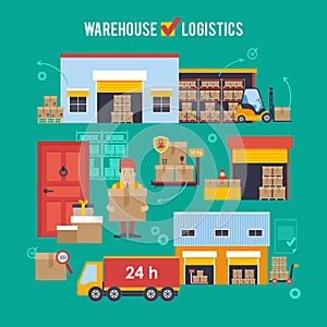 Warehousing and Logistic and Delivery vector illustration