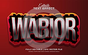 Warior esport logo team in 3d editable text effect