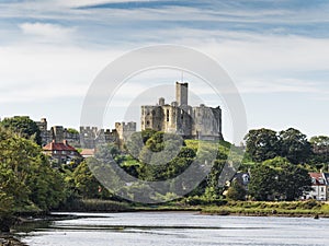 Warkworth Castle over the river Coquet in Northumberland, UK