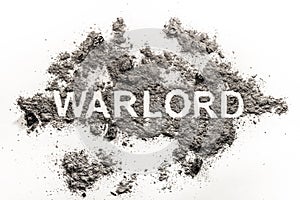 Warlord word written in ash, sand or dust