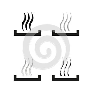 Warm air icon set. Rising steam symbols. Vector illustration. EPS 10.