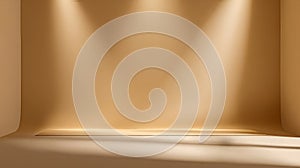 Warm beige studio background with soft light and shadows