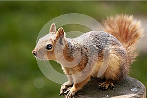 Warm blooded squirrel posing in the park