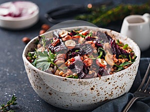 Warm buckwheat and beetroot salad