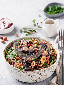 Warm buckwheat and beetroot salad