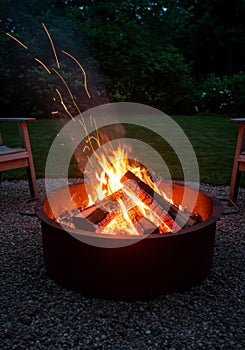 Warm Campfire Glow in a Rustic Metal Fire Pit