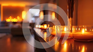Warm Candlelight Ambiance in Modern Lounge photo