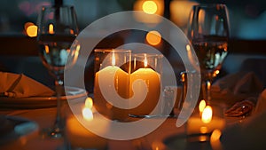 A warm candlelit ambiance sets the mood for a peaceful and intentional dining experience