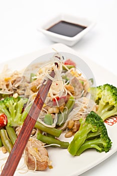 Warm chinese salad with cellophane noodles