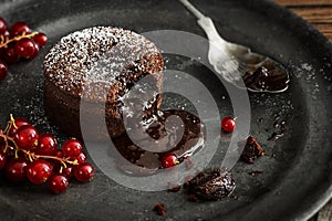 Warm Chocolate Lava Cake with Red Currants