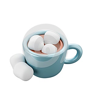 Warm chocolate with marshmallows 3D.
