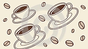 Warm Coffee Cups and Scattered Beans Vector Pattern Design, vector design Generative AI